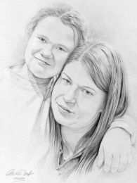 Anyuka kislányával - 'KLASSZIUS' ceruza portrérajz